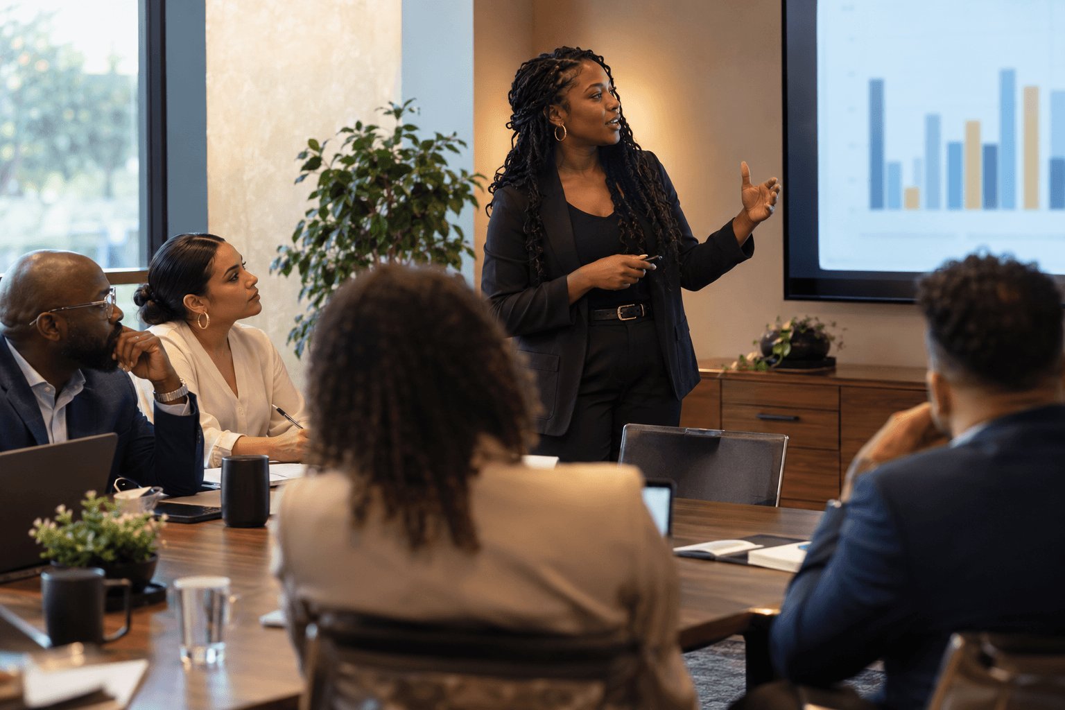 A participant presenting a project to colleagues